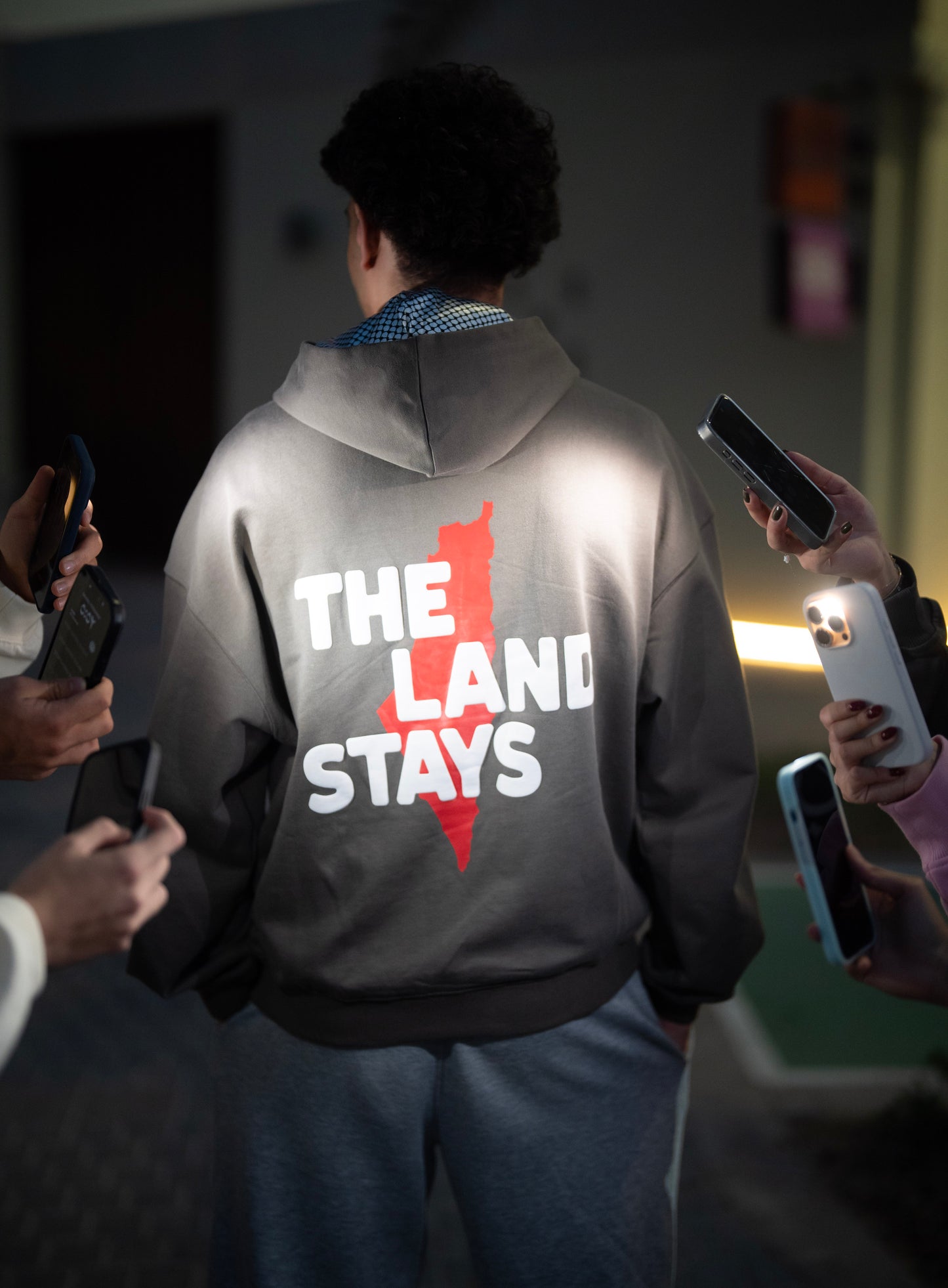 The land stays Grey Hoodie