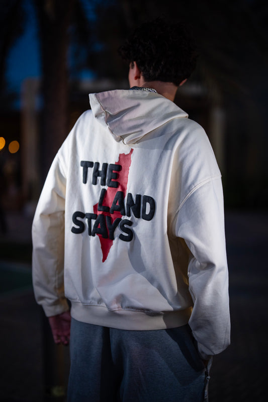 The land stays Beige Hoodie